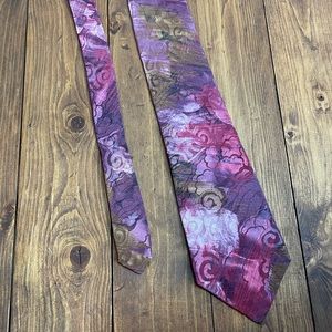 Gianno pink purple print neck tie